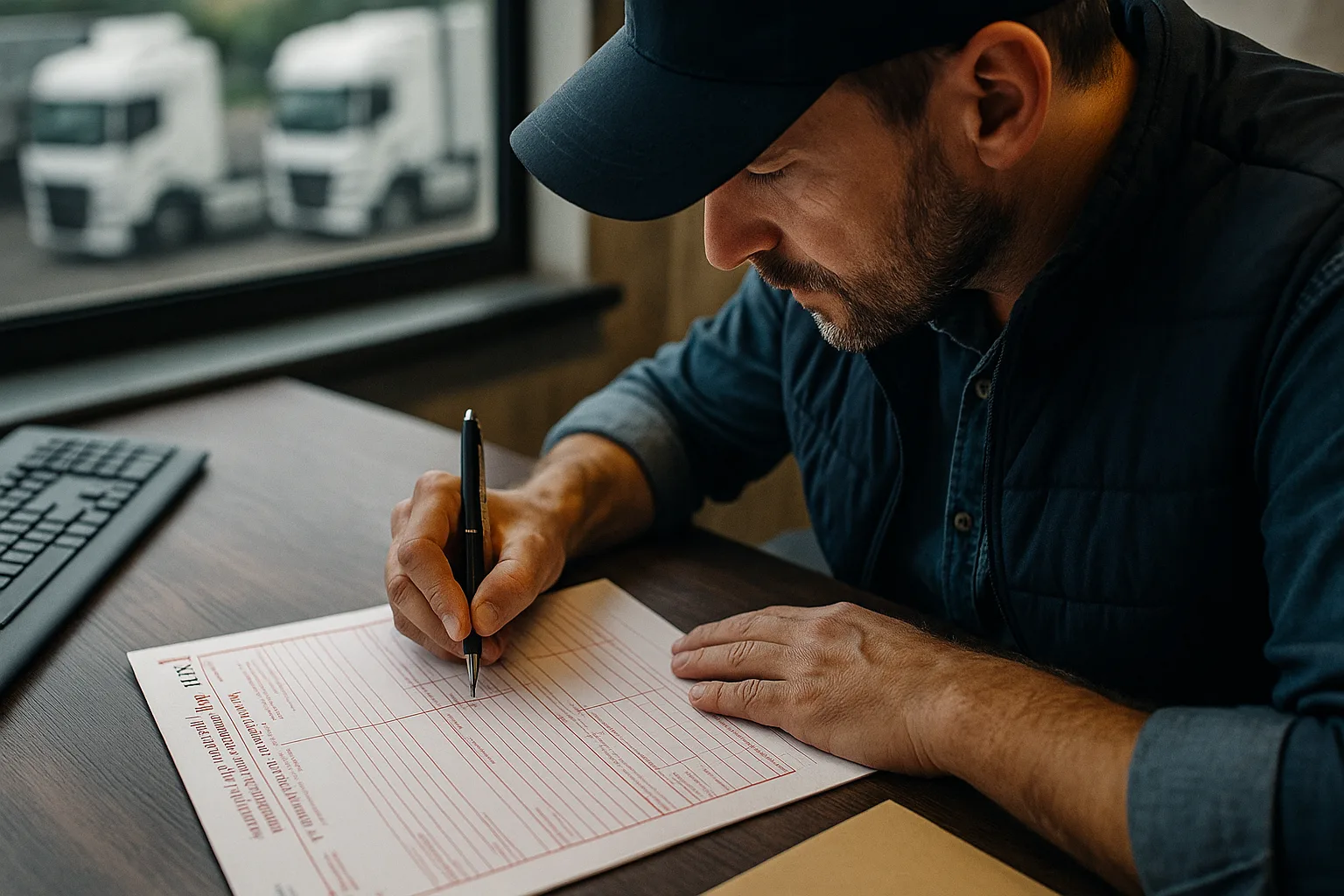 Řidič vyplňuje CMR – lifestyle foto