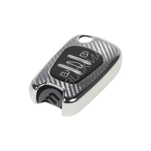 TPU obal pro klíč Hyundai/Kia, carbon stříbrný