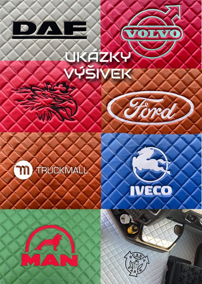 Vzorník barev koženky a ukázka výšivek