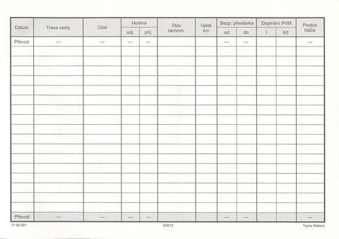 Kniha jízd A5-firemní 20listů