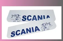 zástěra kola SCANIA 600x180-pár-přední-bílá-modré písmo-GRIFFIN
