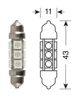 žárovka LED 24V, SV 11x43mm, SV8,5-8 - červená