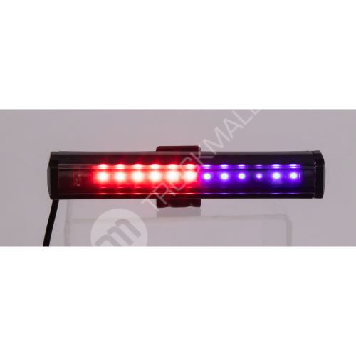 Gumové výstražné LED světlo vnější, modro-červené, 12V, 150mm