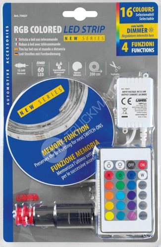 RGB barevný LED pásek, 12/24V - 200 cm