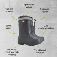Demar dětské zateplené holínky MAMMUT S 0300 HI šedé (1)