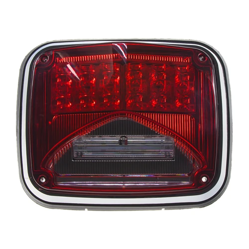 Výstražné LED světlo obdélníkové s přísvitem, 12-24V, červené, ECE R65