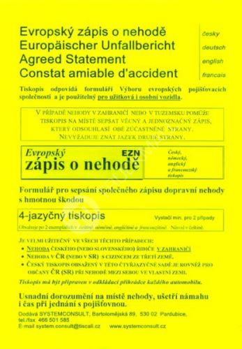 Evropský zápis o nehodě - 8jazyčný