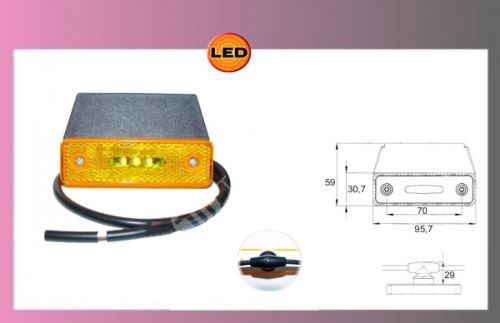 světlo LED oranž.24V/0,8W +kabel+držák