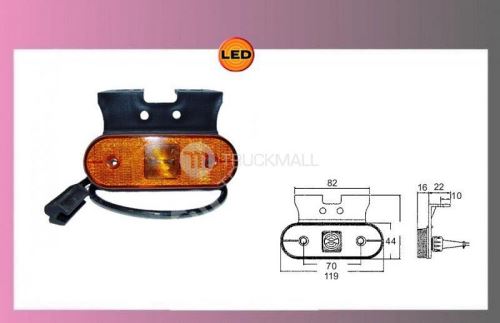 světlo LED-oranž.12/24V+0,5m kabel+držák