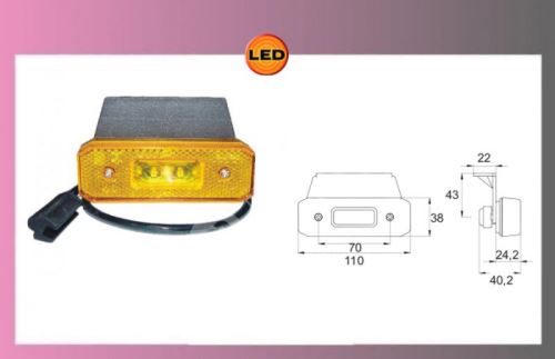 světlo LED-oranž.24V/0,55w +kabel+držák
