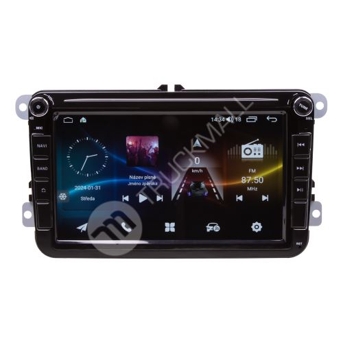 Autorádio pro VW, Škoda s 8" LCD, Android, WI-FI, GPS, CarPlay, Bluetooth, 4G, 2x USB