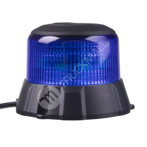 Robustní modrý LED maják, černý hliník, 48W, ECE R65