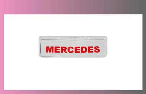 zástěra kola MERCEDES 600x180-pár-přední-bílá-červené písmo