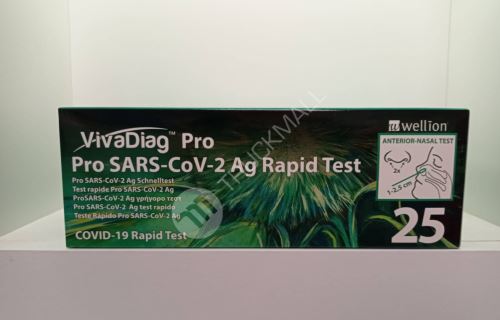 Antigenní test z přední části nosu - VIVA DIAG PRO SARS-CoV-2 Ag Rapidtest (i pro děti) sada 25 ks