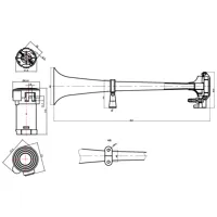 Singl-fanfára 387mm, chrom, 24V s kompresorem (1)