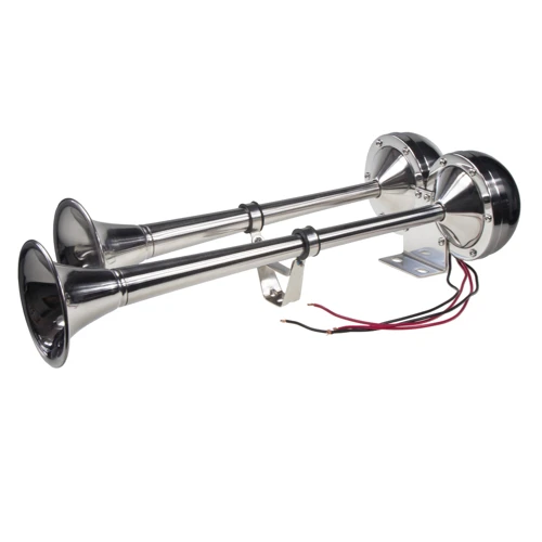 Dual-fanfára 465/410mm, nerezová, 12V, elektromagnetická