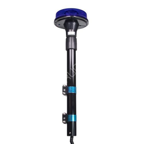 LED maják, 12V, 6 x 1W modrý s teleskopickou tyčí na motocykl