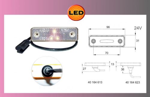 světlo obrys.LED-bílé-24V-kabel 0.5m