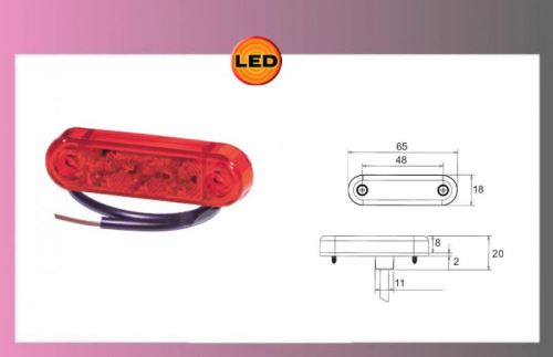 LED-PRO-SLIM-červené 12V +kabel