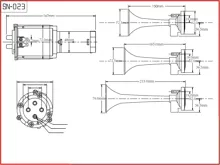 3-tónová fanfára 220mm, 12V červená s kompresorem ECE R28 (2)