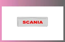 zástěra kola SCANIA 600x180-pár-přední-bílá-červené písmo