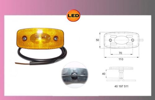 světlo LED oranž. 24V+kabel 0.5m