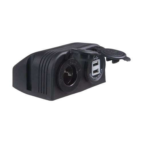 Dvojitá zásuvka s panelem 1x CL + 2x nabíječka USB voděodolná