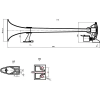 Singl-fanfára 640mm, chromová, hluboký tón bez kompresoru (2)