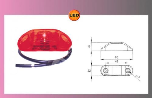 LED-PRO-CAN-světlo červ.,24V+0,5m kabel
