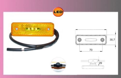 světlo LED oranž.24V/0,8W +kabel 0,5m