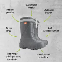 Demar dětské zateplené holínky MAMMUT S 0300 HI šedé (1)