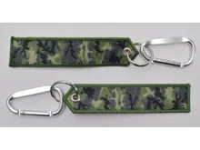 Klíčenka 30 mm, K20, velká karabina-logo AČR, vytkávaná zelená kamufláž