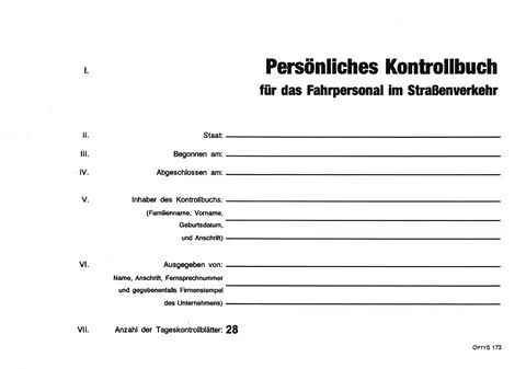 Kontrolní knížka pro řidiče - Kontrolbuch