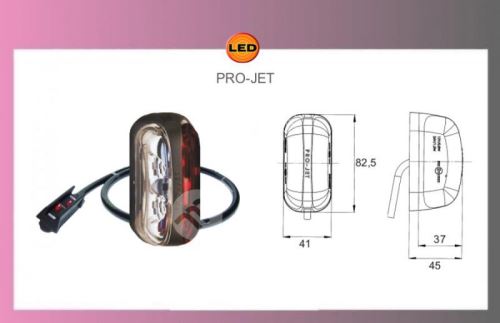 LED-PRO-JET-červ./bílý-12/24V+kabel+nácv