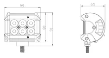 LED světlo obdélníkové bílé/oranžový predátor 6x3W, 99x80x65mm (4)