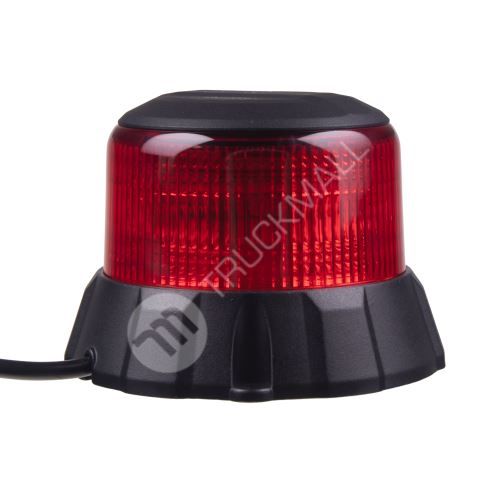 Robustní červený LED maják, černý hliník, 48W, ECE R65