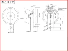 Diskový klakson (vysoký a nízký tón), průměr 65mm, 12V (1)